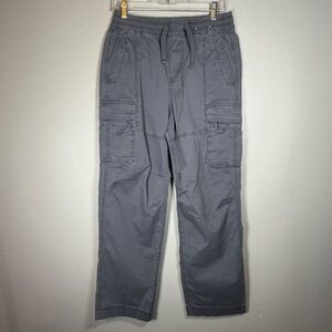 Hollister Baggy Cargo Pants Womens XS Gray Stretch Twill Elastic Waist Utility